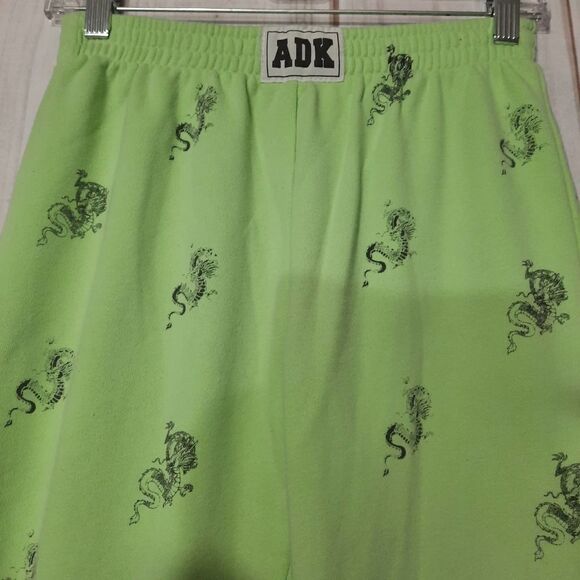 Ladies‎ Small Dragon Print Green Jogger Sweatpants Athleisure Comfy Cute - Picture 4 of 10